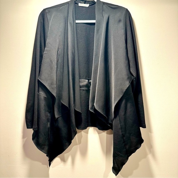 Pebble & Stone Cardigan Sweater Long Sleeve Open Front Rayon Blend Black Medium - Picture 2 of 15